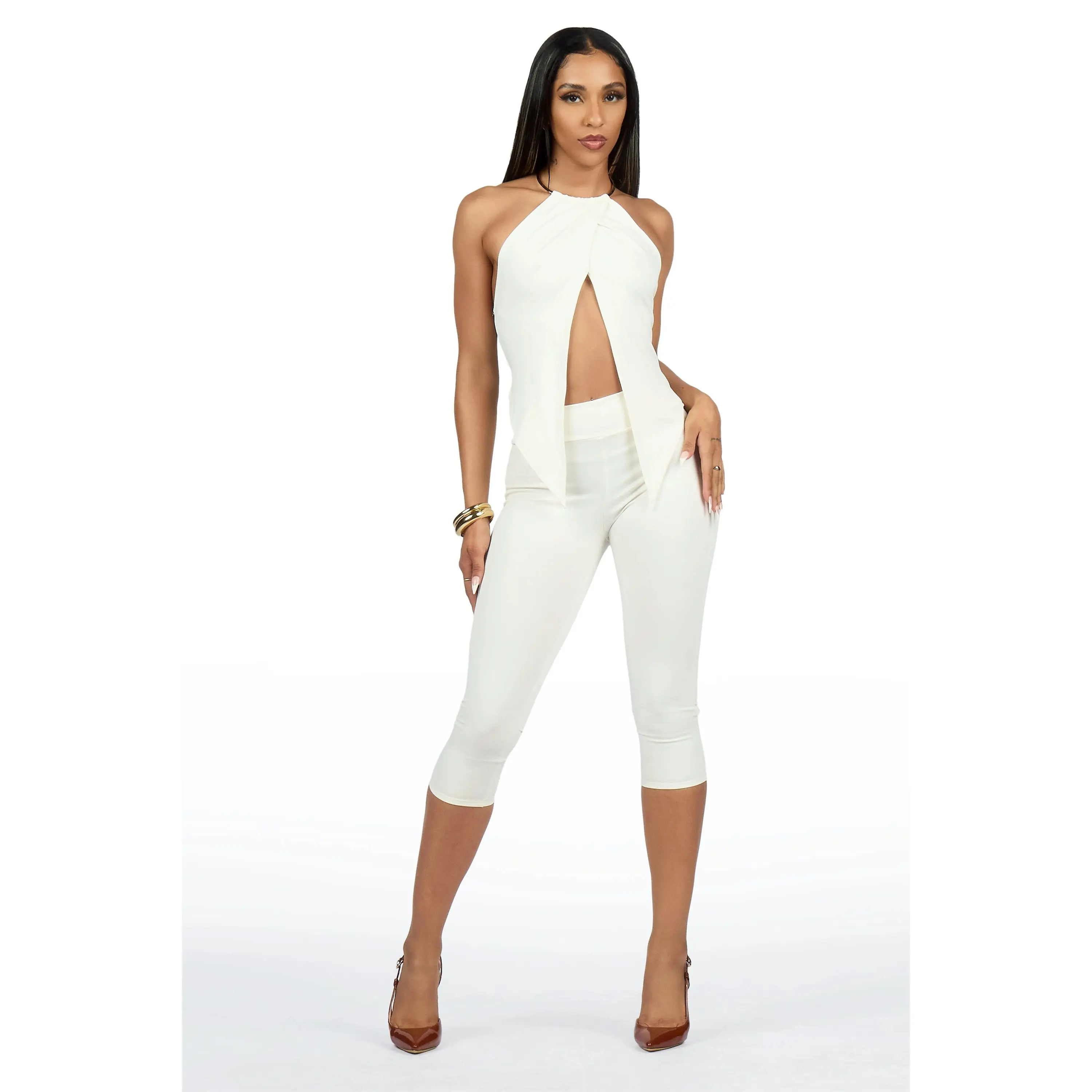 Fly-aay Ivory 2 pc Capri Set