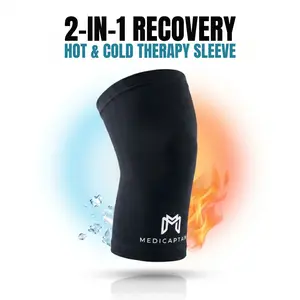 MediCaptain Hot & Cold Therapy Compression Leg Sleeve for Recovery — Reusable Gel Ice Pack Wrap for Knee, Calf, Shin Splints, Swelling & Muscle Pain Relief — Flexible Freeze Sleeve for Sports Injury & Post-Surgery