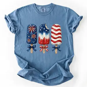 Patriotic Popsicle Shirt | 4th of July Comfort Colors Tee | Red White Blue Ice Cream Shirt | Summer Americana Graphic Tee