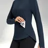 baleaf Women's Fleece Lined Thermal Long Sleeve Running Top, Comfortable Base Layer Shirt with Thumbholes and Zipper Pocket, Stretchy Warm Workout Gear for Cold Weather Hiking Skiing and Outdoor Training for Women Everyday Wear and Travel