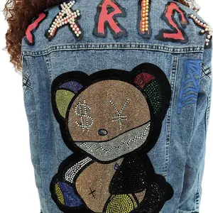 Fancy rhinestone fall jeans  jacket for woman and men
