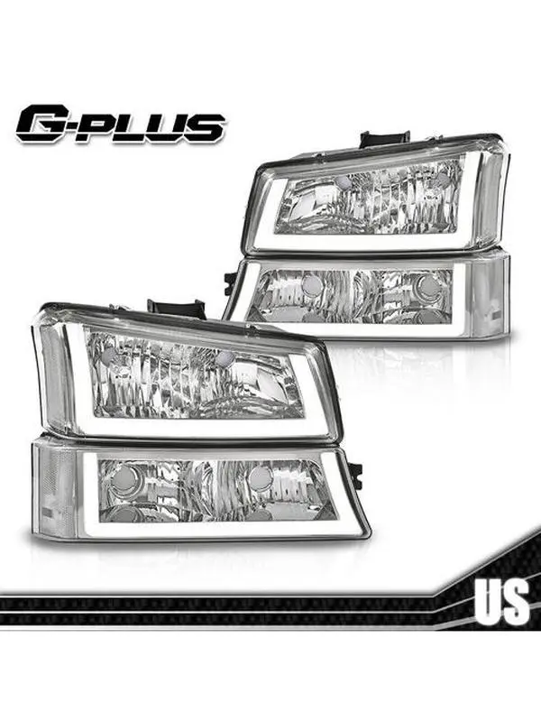 G-PLUS Smoked Lens Headlight Assembly, Truck Headlight Replacement for 99-02 Silverado, Car Exterior Upgrade Bumper Headlamps
