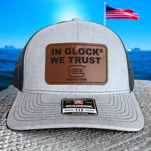 In Glock We Trust Trucker Hat Patriotic USA Gun Lover Cap Tactical 2A Second Amendment Mesh Snapback Richardson 112 Style Hat
