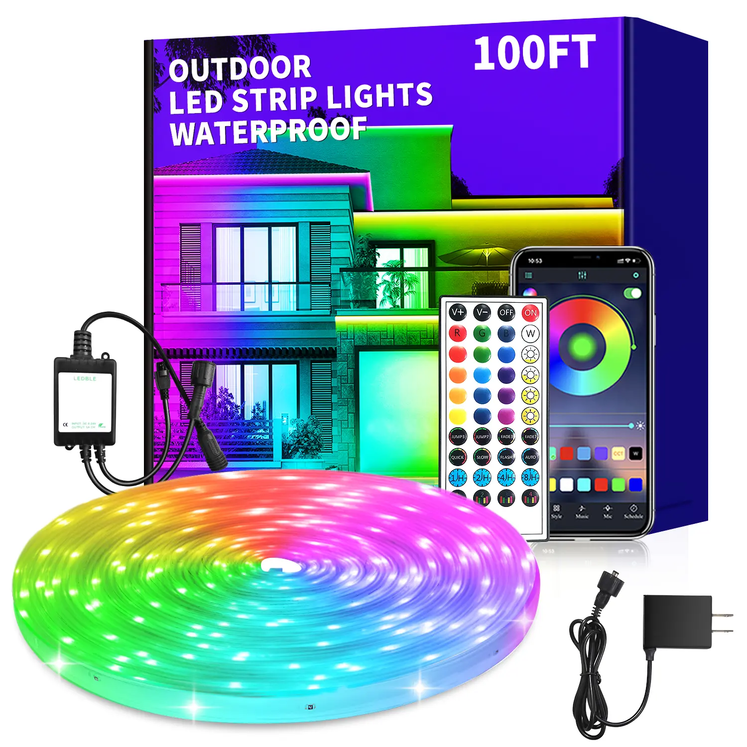 100ft Outdoor LED Strip Lights Waterproof