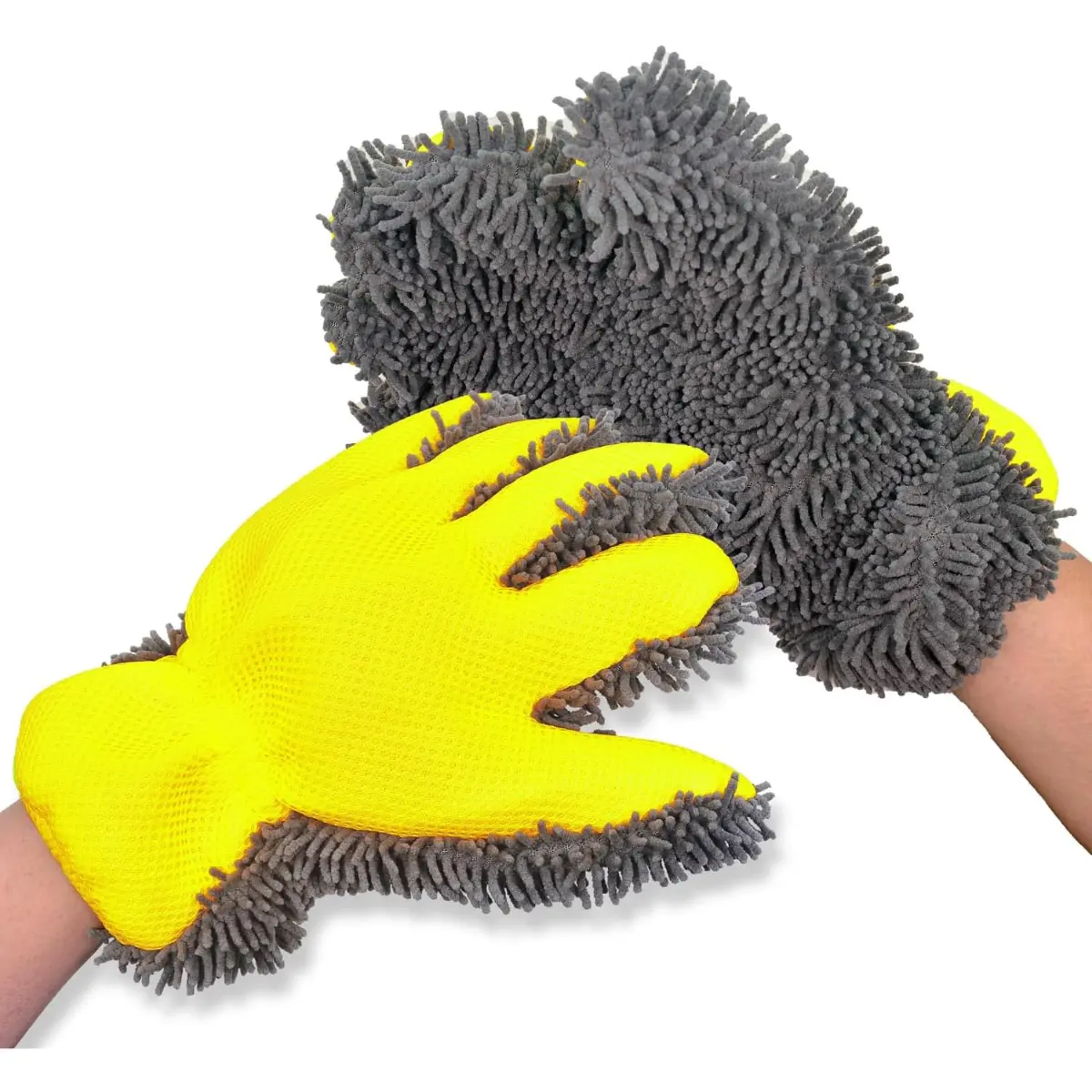 2PCS Microfiber Car Wash Mitts, Scratch-Free Chenille Detailing Gloves