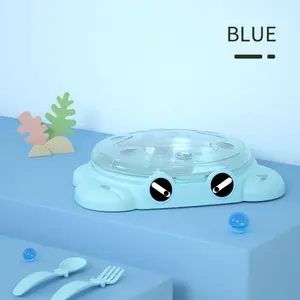 Crab Shape Stainless Steel Meal Set, Ocean Theme Kids Divided Plate with PP Base, Non-Slip, BPA-Free, Perfect for Summer Camp Gifts