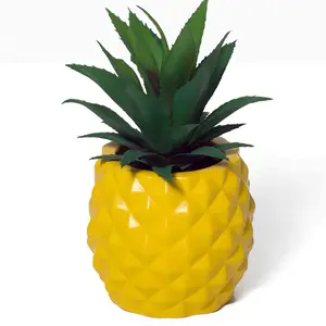 Artificial Succulent Potted Pineapple Decor - Fake Pineapple Home Office Kitchen Table Decoration (Yellow)