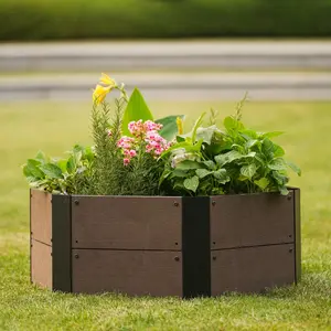 Hexagon Raised Garden Bed Kit - Deep Wood-Look Modular Planter Box for Herbs, Vegetables, Flowers, Succulents - Sturdy Elevated Design - Easy Assembly for Indoor & Outdoor Use - Ideal for Patio, Balcony, Lawn, Yard