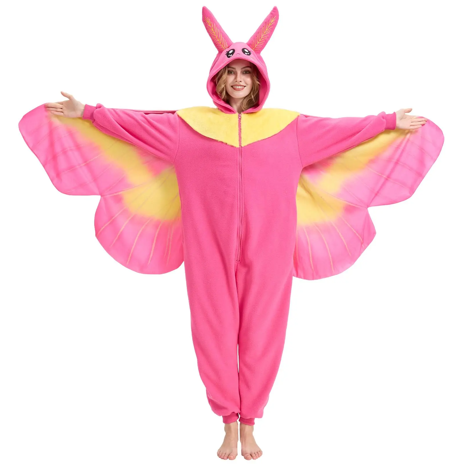 Rosy Maple Moth Onesie for Adults Halloween Cosplay Costume One-Piece Pajamas S-2XL Comfortable & Fun anime onesies