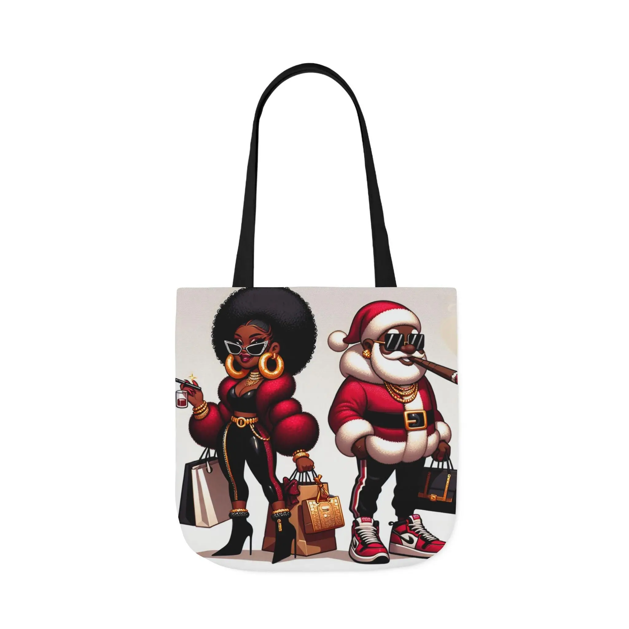 Chic Holiday Canvas Tote Bag: Stylish Christmas Shopping Bag
