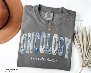 Comfort Colors Oncology Nurse Shirt, Floral Faux Patchwork Oncology Tee, ONC Graduation Gift, Cancer Unit Nurse Shirt, Pediatric Oncology