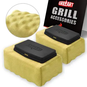 GRILLART Grill Brush Bristle Free, Upgraded Safe BBQ Replaceable Cleaning Head/Pad, 2 Pack, Unique Seamless-Fitting Scraper Tool for Cast Iron/Stainless-Steel Grates-Black