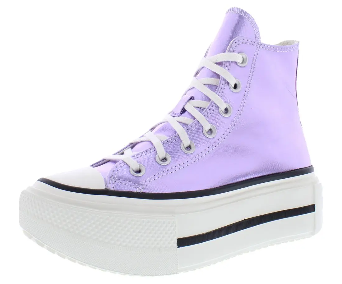 Converse Chuck Taylor All Star Lift Double Stack High Platform Unisex Shoes, Color: Lilac Metallic/Egret/Black