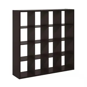 16-Cube Thick-Frame Composite Wood Bookcase, Modern Reversible Open-Back Cubicle Shelf, 14.6x57.8x58in, for Living Room, Home Office