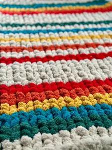 READY TO SHIP - Small Rainbow Chunky Knit Blanket