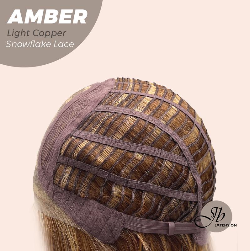 JBEXTENSION 21 Inches Straight Pre-Cut T Part Snowflake Lace Frontlace Glueless Wig AMBER【BENDY EAR TABS】