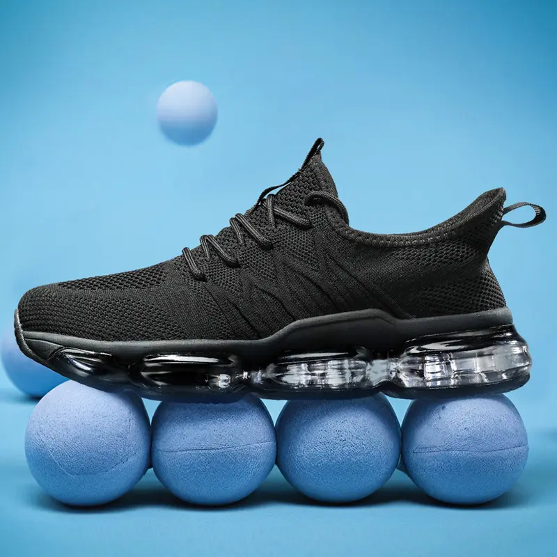 Men's Athletic Running Shoes - Lace-Up, Breathable Lightweight Mesh Fabric, Anti-Skid MD Sole, Air Cushion, EVA, Fitness Trainers for Treadmill, Jogging, EU39/US6.5, EU40/US7, All-Season Casual Wear