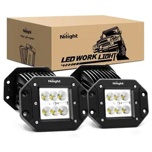 Nilight 4.8 Inch 18W Flush Mount Flood LED Work Lights (2 Pairs)