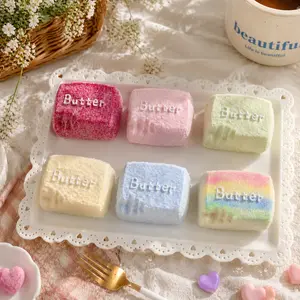 Taonini Realistic Flocked Macaron Butter Squishy Blind Box, Food-Grade Silicone Pastel Food Squeeze Toy, Premium Adult Stress Relief Kawaii Sensory Fidget Surprise Toy