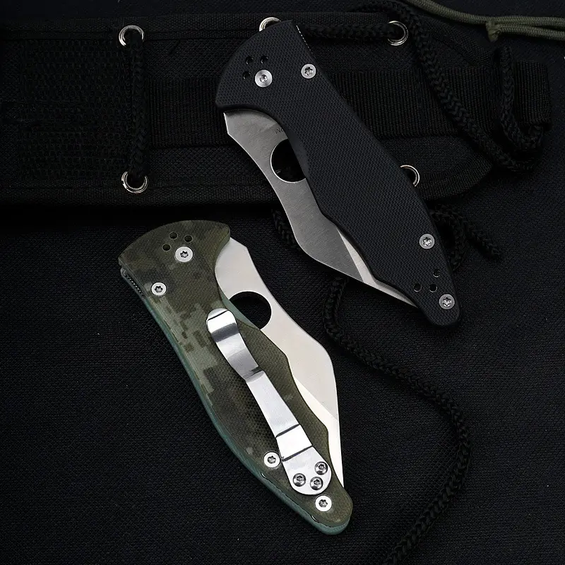 G10 Handle Folding Knife - Lightweight Tactical High Hardness Outdoor Pocket Knife with Drop Point Blade, Ergonomic Grip & Secure Lock for Camping, Hunting, Hiking, Camping Essentials, Sleek Blade Design, Durable Blade Material