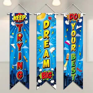 3pcs Hero Decorations, Hero Backdrop, Hero Porch Sign Banners, Welcome Hanging, Hero Decoration for Super Fun Hero Party, Wall Decoration, Door Sign