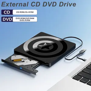 External DVD Drive for Laptops, Portable CD/DVD Player Burner, 4 USB Ports, Type-C, TF/SD Slot, Compatible with Windows 11/10/8/7, Macbook, Desktops