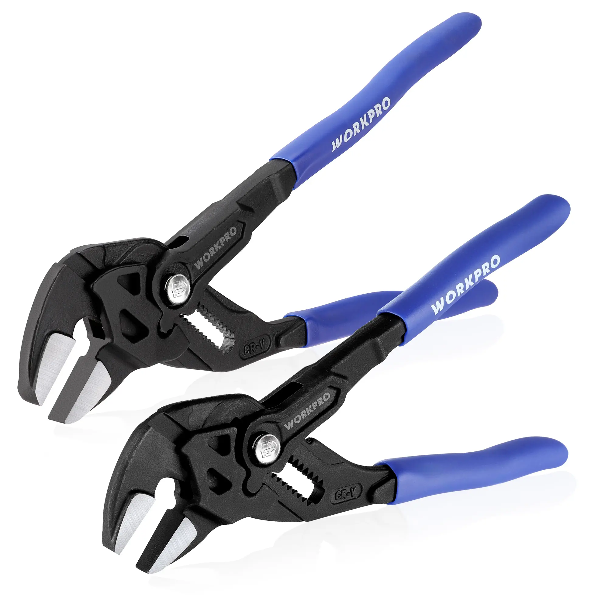 #fathersdaygift WORKPRO Pliers Wrench Set, 7 & 10-Inch CR-V Construction Wrench Pliers, Adjustable Parallel Smooth Jaw Pliers, Black Finish, Groove Lock Mechanism