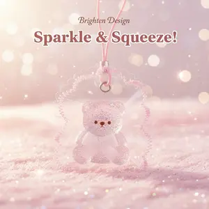 Cute Crystal Pink Bear Squeeze Toy Squishies Soft "Jelly-Like" Translucent Stress Ball. Fun Sensory Fidget for Adults & Kids. Perfect for Desk Decor & Holiday Gifts!