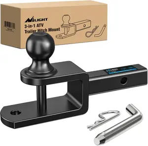 Nilight 3-in-1 Powder Coated ATV/UTV Multi Hitch Mount, 1-7/8 in Ball Hitch (2000lbs Load Rating), 1-1/4 in Receiver Compatible, 5000lbs Winch Strap Loop for Camper, Trailer Towing & Hauling