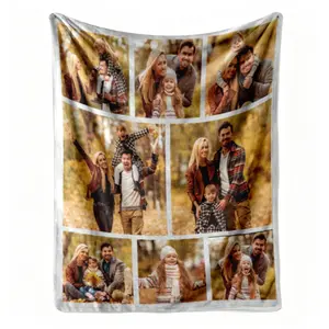 Personalized Family Blanket With Your Photos, Custom Flannel Throw, Christmas Gift For Mom Dad, Soft Keepsake Home Decor