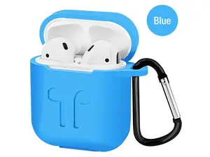 Airpod Protective Case, Airpod Earbuds Protective Cover Silicone Skin, Precision Size, 3mm skin, 360 protection, metal Keychain hook, for Airpods 1 & Airpods 2