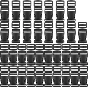1 Inch Buckles, 35 Side Release Plastic Buckles and Tri-Glide Slides Parachute Black Buckles for Backpack Luggage Strap Pet