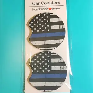 American Flag Blue Line Car Truck Cup Holder Car Coasters