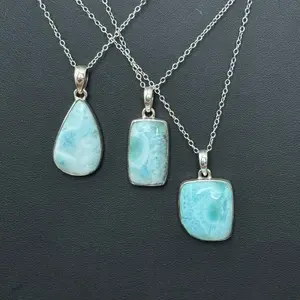 Larimar Necklace on 925 Sterling Silver Chain