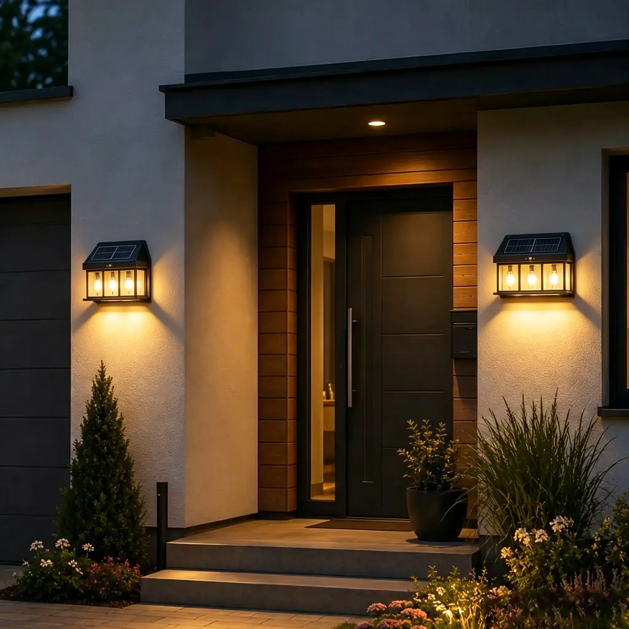 2/1-Pack Solar Outdoor Wall Lights with Motion Sensor, Waterproof IP65 Garden Security Lighting, 3 Modes Auto Dusk to Dawn, Wireless Decorative Light for Patio, Villa, Pathway