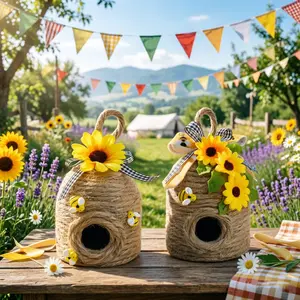 Country Style Beehive Decorations Set, 2-Piece Natural Honeycomb, Spring Summer Kitchen Table Layered Tray Decoration