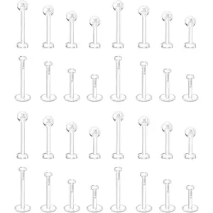 Clear Nose Stud  Retainer Plastic   Lip Helix Septum Eyebrow  Cartilage Bioflex Industrial Bar L-Shape Invisible Flat  Earring for Women Men   Work