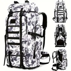 100L camping hiking backpack outdoor mountaineering sports bag camping backpack Black White Camo