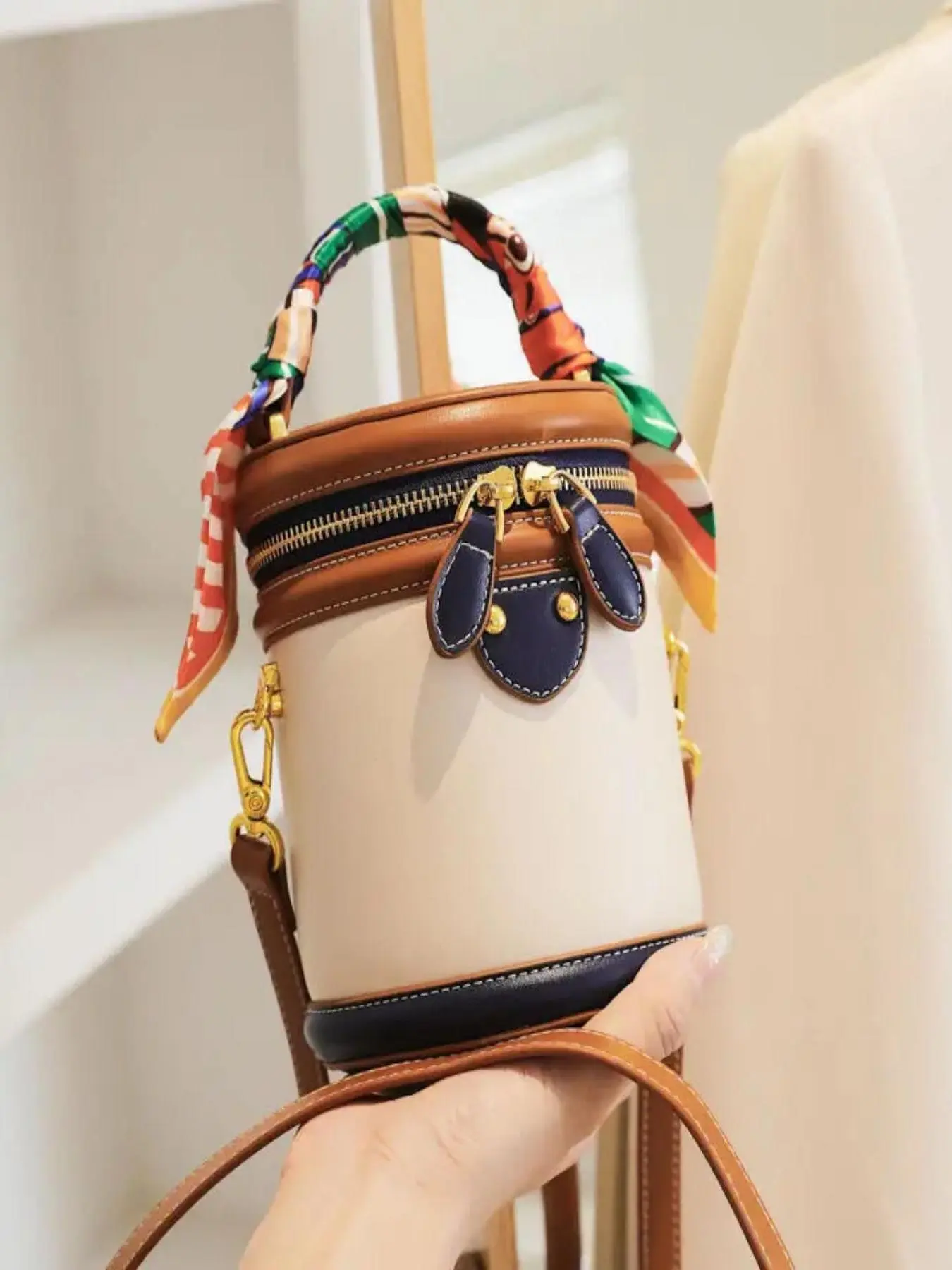 Women's Fashionable Colorblock Bucket Bag, Casual Versatile Handbag for Daily Used, Trendy All-match Commuter Bag, Girl Fashionable Shopping Bag