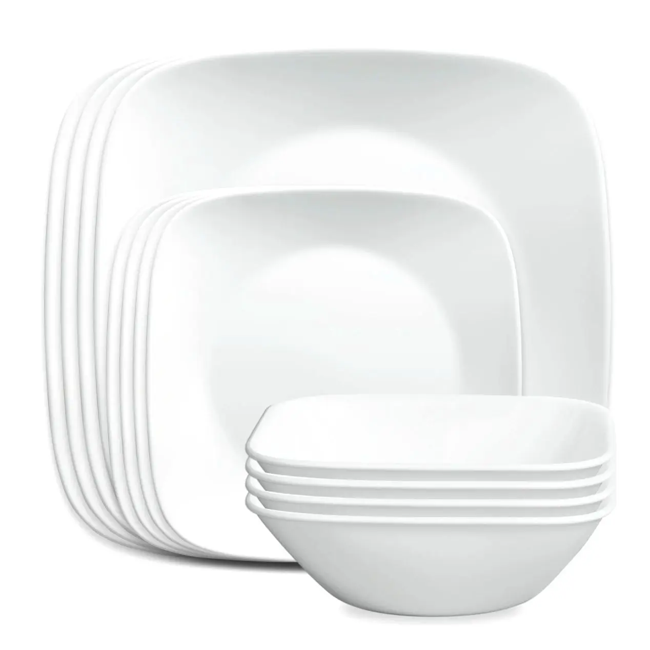 Corelle®- Classic, Pure White Square 12-Piece Dinnerware Set