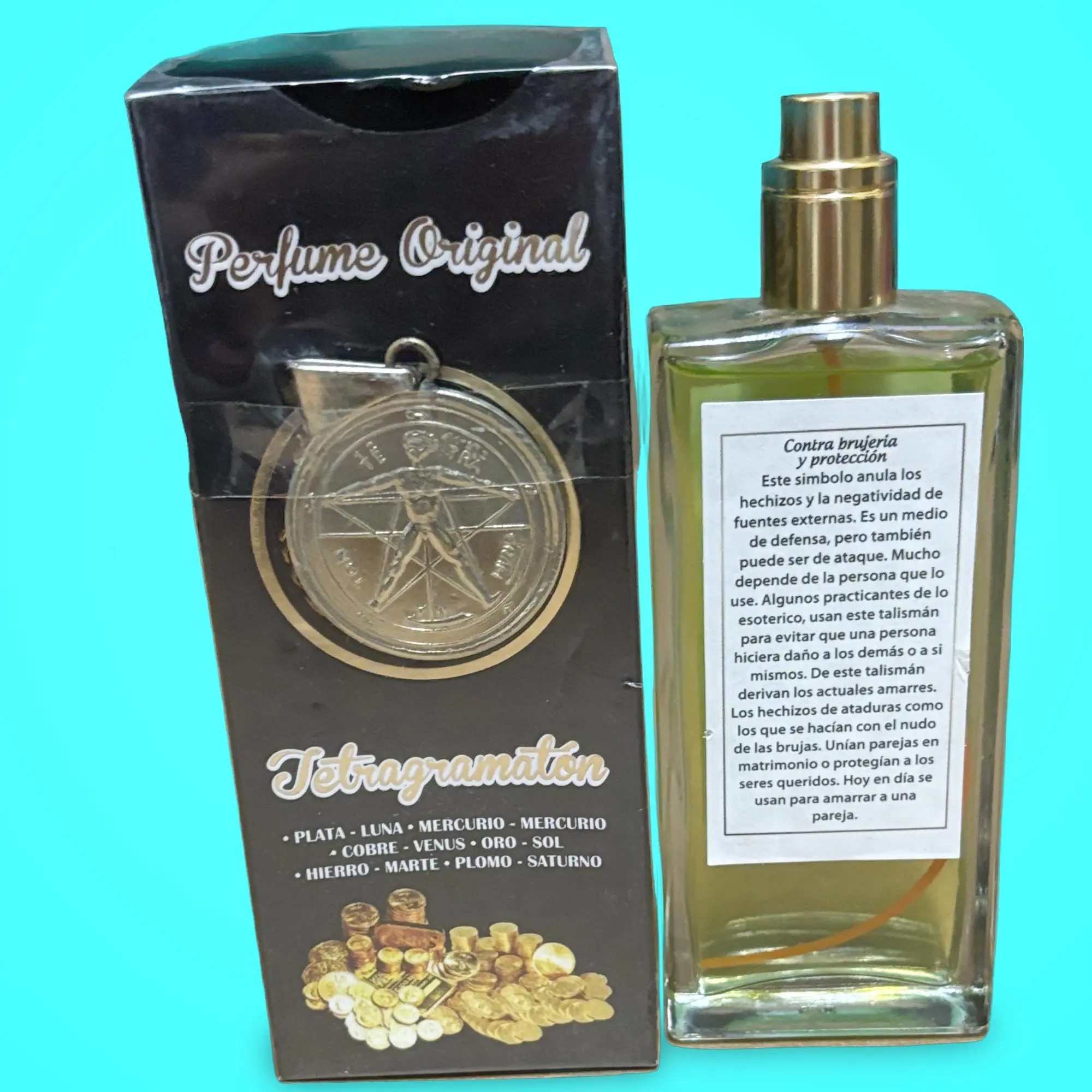Tetragramaton Spiritual Perfume with Protective Medallion, Long-Lasting Fragrance for a Spiritual Experience, Single Item, Pairs with Soap, Fragrance Long Lasting, Pair With Soap