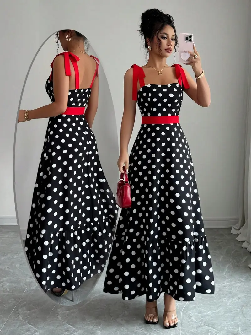 marguerite halter dress white polka - TikTok Shop