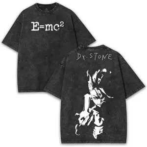 valentine shirts Men's New Summer Cotton Washed T Shirt Featuring The Ishigami Senku Character Design From The Anime Series By Dr Shinji