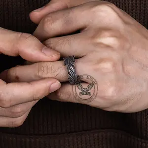 GTHIC Unisex Vintage Wheat Ear Stainless Steel Ring Punk Accessories Birthday Gift