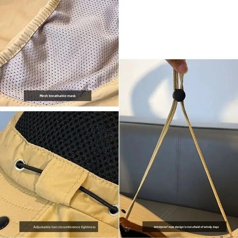 bucket hat, summer sunscreen, sun hat, men's outdoor hiking hat, fishing face cover, neck protection, integrated hat, large-brimmed sun hat bucket hat, summer sunscreen, sun hat, men's outdoor hiking hat, fishing face cover, neck protection, integrated hat, large-brimmed sun hat