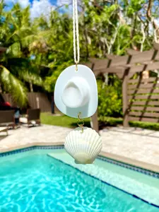 Coastal Cowgirl Rear View Mirror Car Accessory - Coastal Cowboy Rear View Mirror Car Charm - Summer Car Accessories