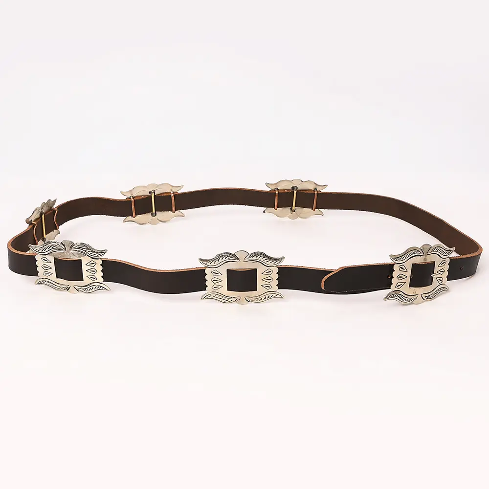 American Darling Wallet Hand Tooled Genuine Suede Leather Women Belt Dark Brown with Concho 51 Inches | Bag