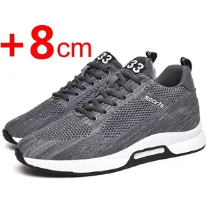 Men Sneakers Elevator Shoes Hidden Heels Breathable Heightening Shoes for Men Increase Insole 6CM Sports Casual Height Shoes Running Trainer Black 8Cm