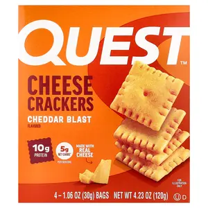 Quest Nutrition Cheese Crackers, Cheddar Blast, 4 Bags, 1.06 oz (30 g) Each