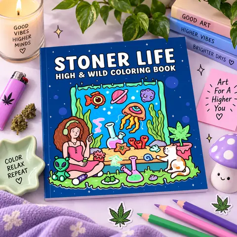 Halloween Fall Gift Stoner Life: High and Wild Coloring Book for Adults